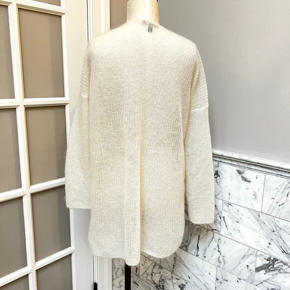 Eileen Fisher Cream Mohair Oversized Sheer Open Knit Tunic Sweater XS Small - Picture 3 of 5